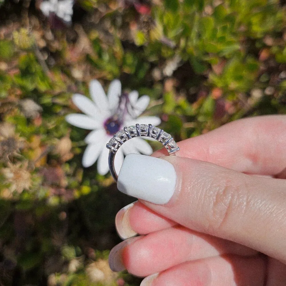Moissanite Eternity Band, Sterling Silver Size 6, Elegant, Classic, Gift for her